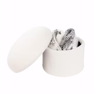 Boucle Mushroom Upholstered Storage Ottoman