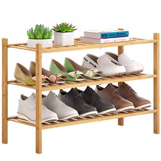 FILWH Bamboo Shoe Rack Stackable