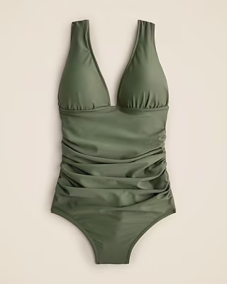Ruched V-neck one-piece