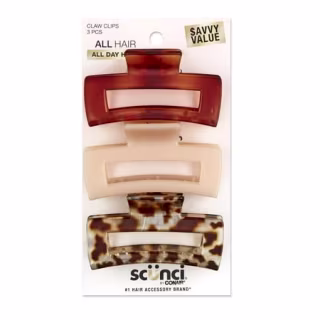 Scunci Open Cut Rectangular Claw Clips