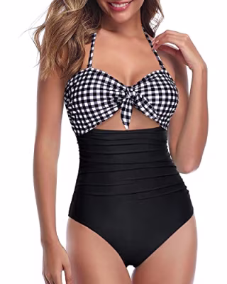 Cutout High-Waisted Halter Front Tie Knot Bathing Suit