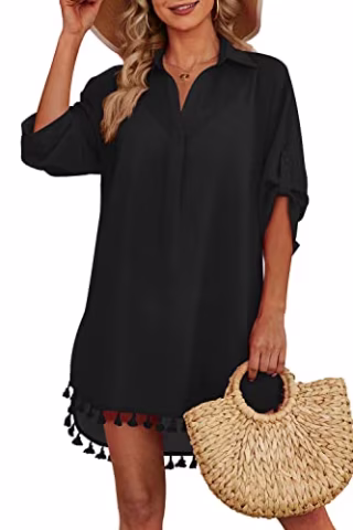 Yincro Swimsuit Cover-Up Tassel Shirt