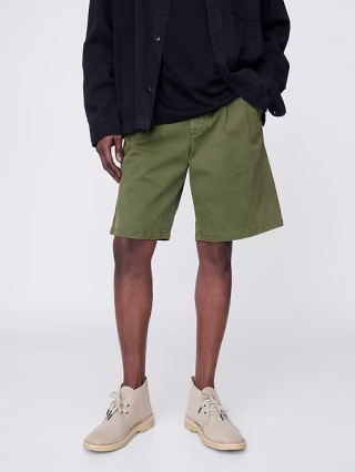 Pleated Khaki Shorts
