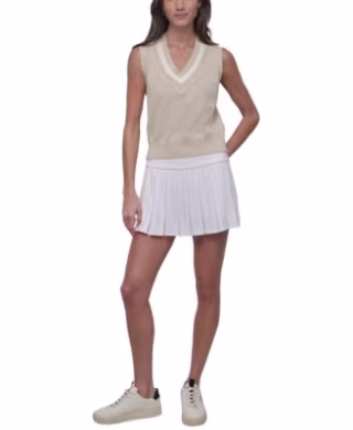 Open-Knit Sleeveless V-Neck Sweater