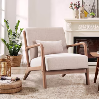 Hertford Mid-Century Upholstered Solid Wood Accent Chair