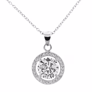 Cate & Chloe Blake 18k Rose Gold Plated Halo Pendant Necklace
