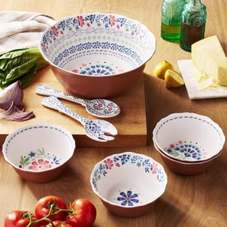The Pioneer Woman Hattie Bamboo Melamine Salad Bowl Set (7 Piece)