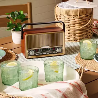 Hearth & Hand with Magnolia Vintage Wood Finish AM/FM Radio and Bluetooth Speaker