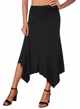 DJT Flowy Handkerchief Hemline Midi Skirt
