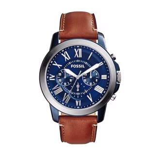 Fossil Men's Grant Quartz Stainless Steel and Leather Chronograph Watch