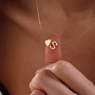 Turandoss Heart Initial Necklace