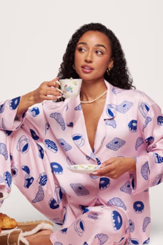 Neendi Breakfast Long Pajama Set