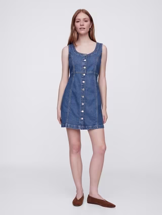 Gap Denim Button-Front Mini Dress