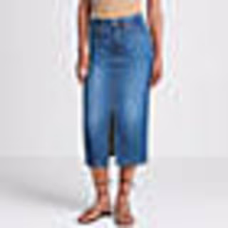 Lands' End Women's Soft Denim Midi Column Skirt