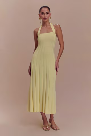 Meshki Jacqui Halter Knit Midi Dress