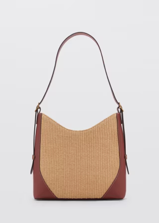 Raffia-Effect Shoulder Bag