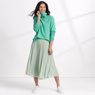 Lands' End Women's Chiffon Pleated Midi Skirt