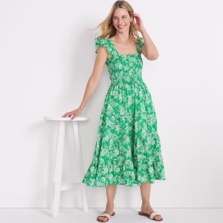 Lands' End Women's Cotton Dobby Smocked Dress