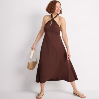 Lands' End Women's Cotton Modal Halter Midi Dress