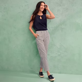 Lands' End Women's Mid Rise Straight Leg Chino Ankle Pants