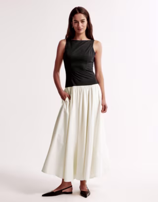Abercrombie & Fitch Drop-Waist Midi Dress