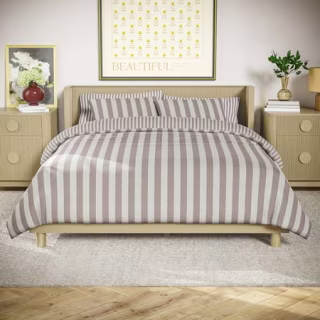 Beautiful by Drew Barrymore 100% Cotton Striped 3-Piece Natural Comforter Set