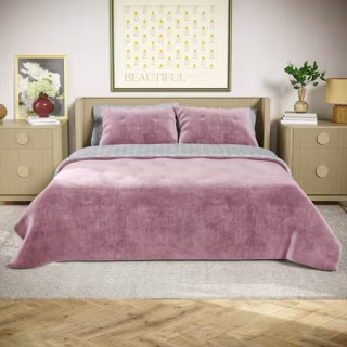 Beautiful by Drew Barrymore Signature Floral Woodrose Velvet Reversible Quilt