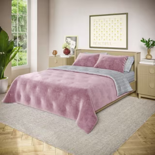 Beautiful by Drew Barrymore Signature Floral Woodrose Velvet Reversible Quilt