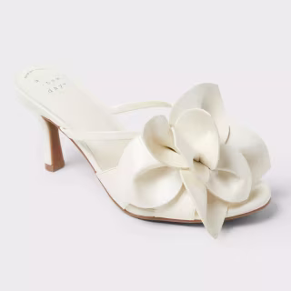 A New Day Women's Lillian Flower Mule Heels with Memory Foam Insole