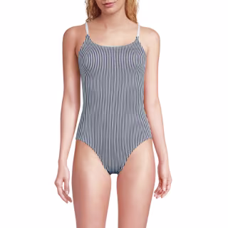 Lands' End Women's Tugless Thin Strap One Piece Swimsuit