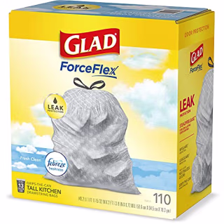 Glad 13-Gallon Odorshield Tall Kitchen Drawstring Trash Bags (110)