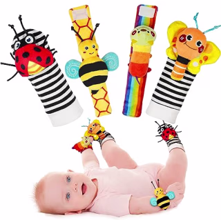 Infinno Baby Wrist Rattle Socks and Foot Finder Set