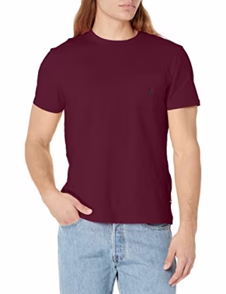 Nautica Men’s Solid Crew Neck Short-Sleeve Pocket T-Shirt