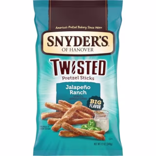 Snyder's of Hanover Jalapeño Ranch Flavored Twisted Pretzel Sticks, 12 Oz Bag