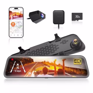 WOLFBOX G840S 12" 4K Mirror Dash Cam Backup Camera