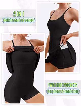 Ewedoos Tennis Dress with Built-in Shorts and Bra