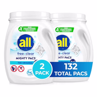 All Free Clear Mighty Pacs Laundry Detergent Pacs (Pack of 2)