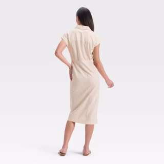 Universal Thread Short Sleeve Wrap Waist Midi Shirtdress