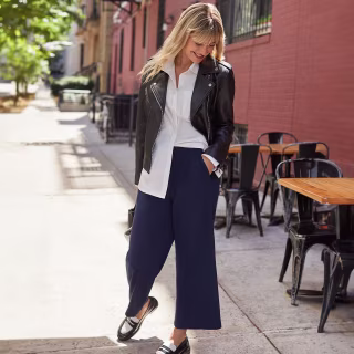 Lands' End Women's Sport Knit Wide Leg Crop Pants