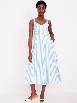 Old Navy Fit & Flare Linen-Blend Midi Dress