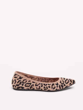 Soft-Knit Pointed-Toe Ballet Flats