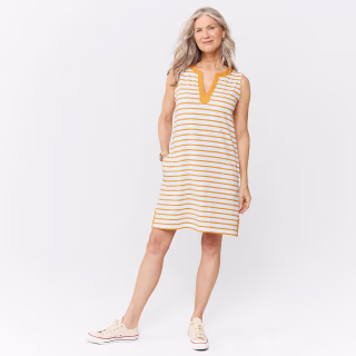 Lands' End Women's Cotton Jersey Notch Neck Dress