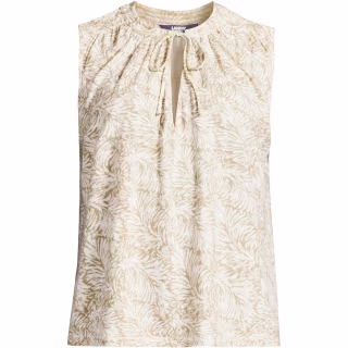 Women's Linen Blend Notch Neck Swing Tank Top