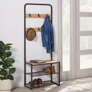 Brightroom Three Tier Entry Bench with Hooks