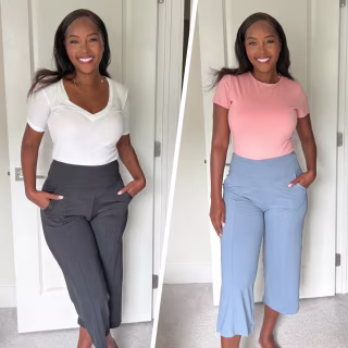 The Gym People Wide Leg Tummy Control Crop Pants