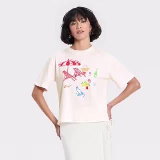 Future Collective Women's Relaxed Short Sleeve Beach Graphic T-Shirt
