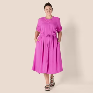 Amazon Essentials Half-Sleeve Midi A-Line Dress with Pockets