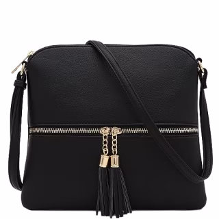 DELUXITY Lightweight Medium Crossbody Bag with Tassel