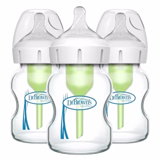 Dr. Brown's Natural Flow Anti-Colic Options+ Wide-Neck Glass Baby Bottles