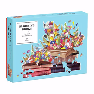 Galison Blooming Books Shaped Jigsaw Puzzle